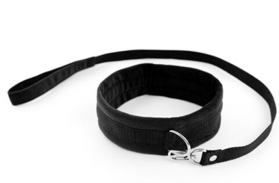 Черный ошейник My rules с поводком (Цвет: черный)