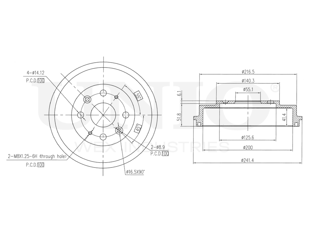 Барабан тормозной задний UNIO BRD-10041