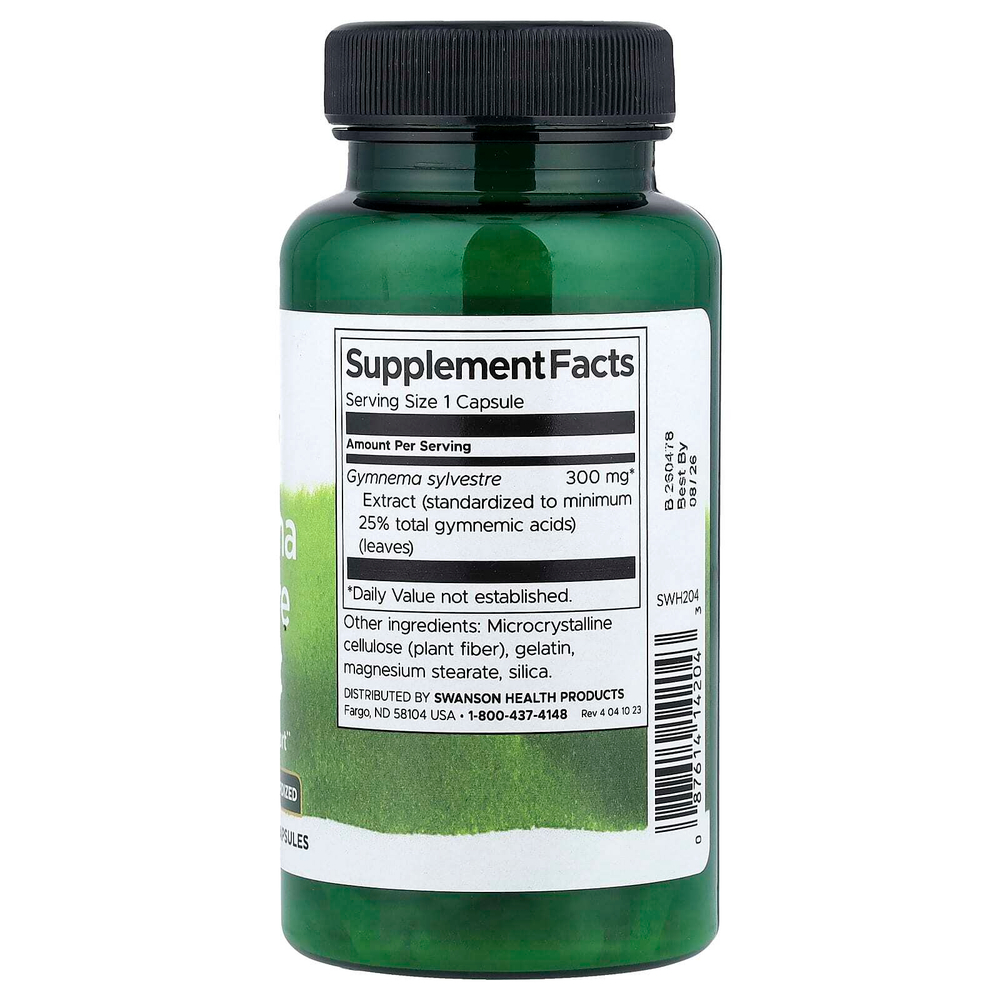 Swanson, джимнема (Gymnema sylvestre), стандартизованный экстракт, 300 мг, 90 капсул