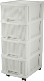 Комод 4-х секционный на колесиках с ящиками "Keeplex Ajur", компакт 37*30*73см, белое облако