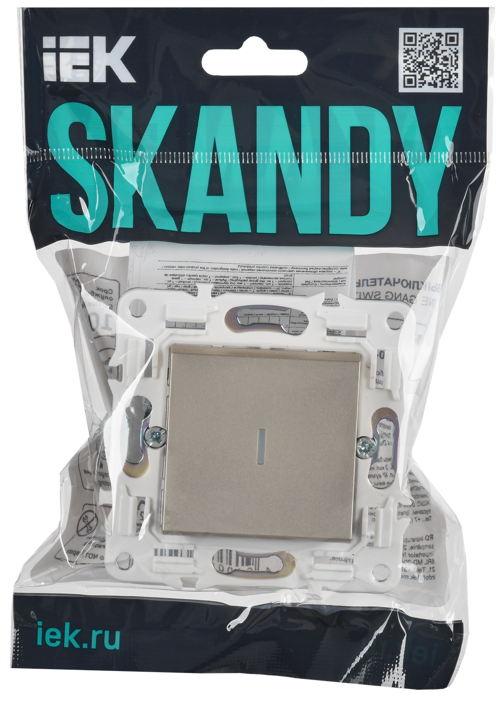 SKANDY Выключатель 1-клавишный с индикацией 10А SK-V07Sh шампань IEK