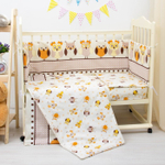 Комплект постельного белья 6-ти предметный "ЛУННЫЕ СОВЯТА", борт 4 части,  поплин