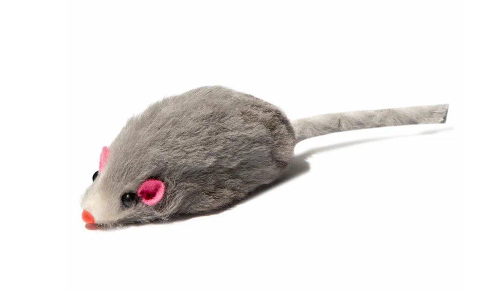 Мышь малая серая натуральный мех 5х2 см