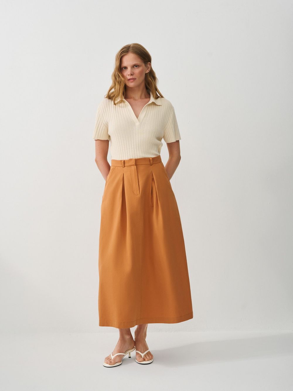 Юбка миди хлопковая "Терракот" женская