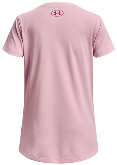 Футболка для девочки теннисная Under Armour Girls' UA Tech Print Fill Big Logo Short Sleeve - pink sugar/charge