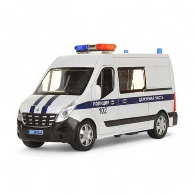 Модель ин. мет. "Renault Master. Полиция" 14см, белый, открыв. дв. коробка MASTER-14POL-WH (Технопарк)