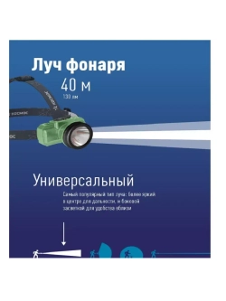 Фонарь налобный аккумуляторный 2ВтLED/Li-ion