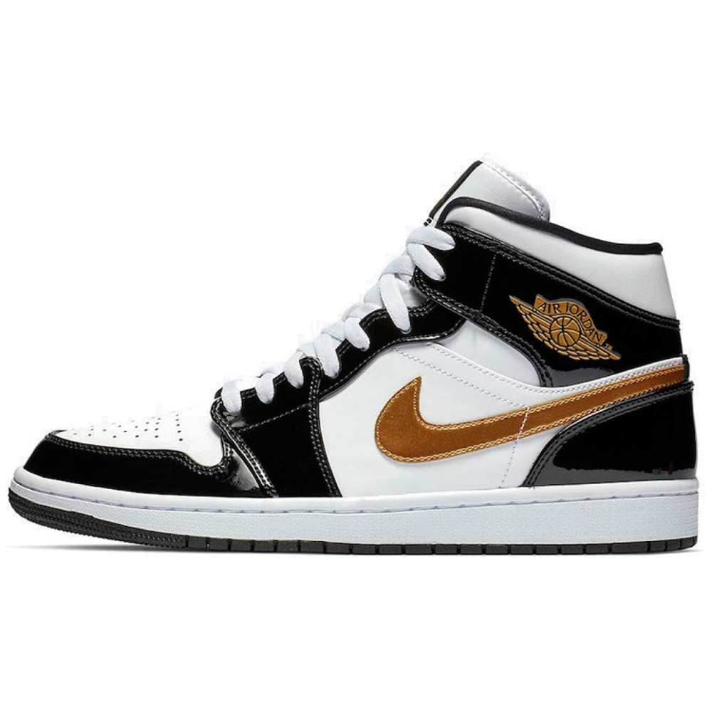 Кроссовки Air Jordan 1 Mid Patent SE Black Gold