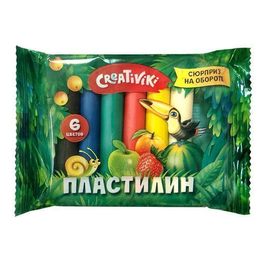 Пластилин 6 цветов, 60 гр, без стека (Creativiki)