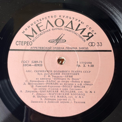Винтажная виниловая пластинка LP Ансамбль Скрипачей Большого Театра СССР (СССР 1976)