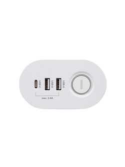 Удлинитель 3х1.5м на струбцине с заземл. с выкл. 3 USB выхода (2А+1С) IP20 ПВС 3х1 ETD-03U-150-wh (3х1.5) бел. JAZZway 5059535