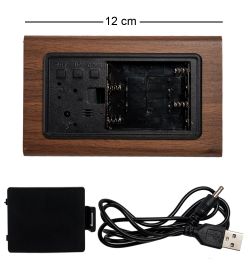 ЯЛ-07-07/ 7 Часы электронные треуг.сред. (коричневое дерево с красной подсветкой)