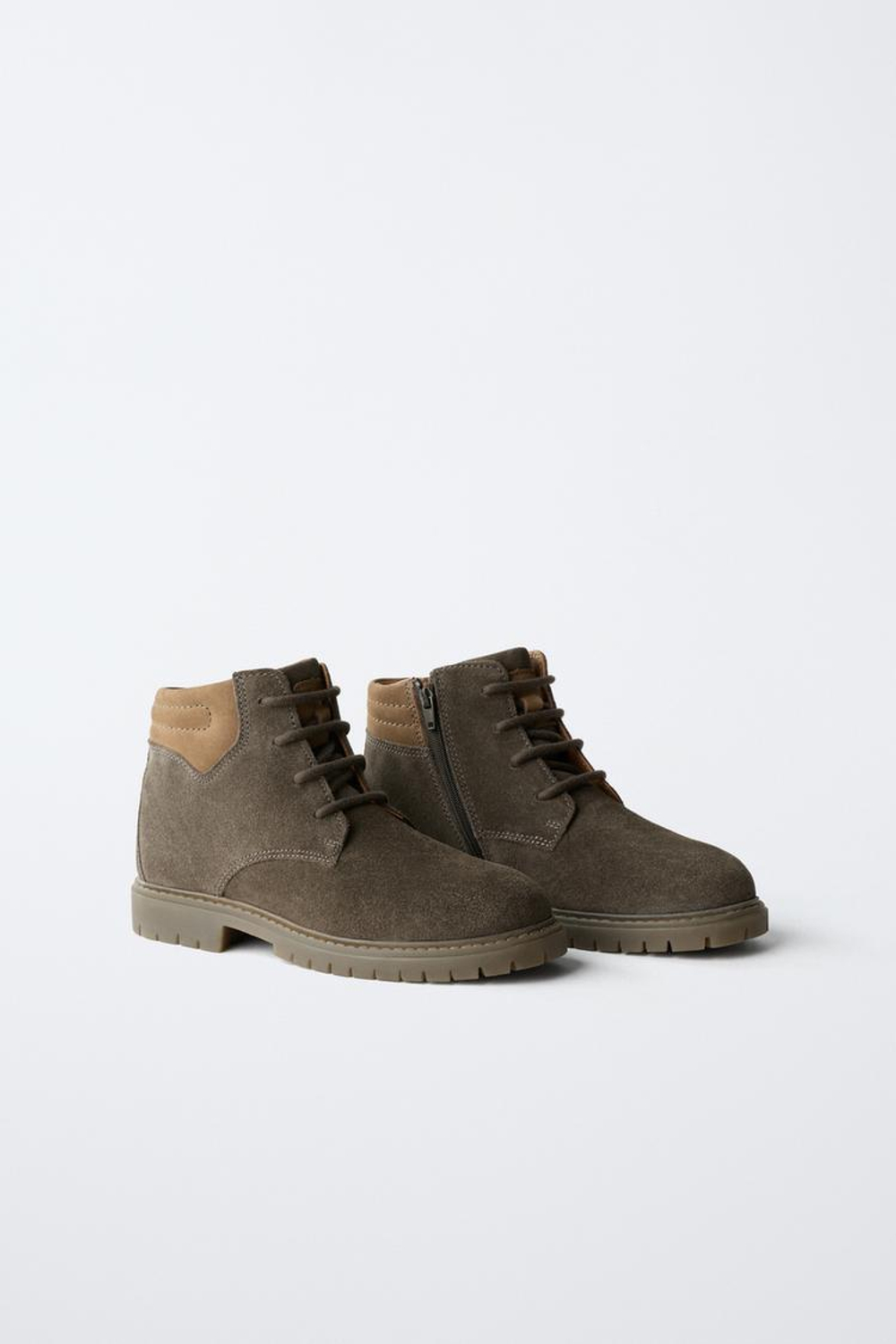 ZARA КОЖАНЫЕ БОТИНКИ, СЕРЫЙ