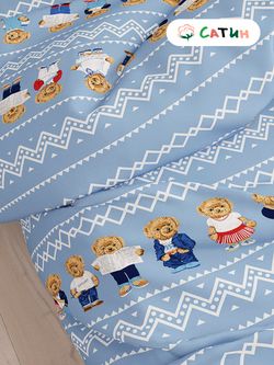 Постельное белье Milky Garden "Мишки" 1,5-сп  Наволочка 50х70 см 2 шт  Простынь на резинке 90х200 см  Пододеяльник 145х215 см