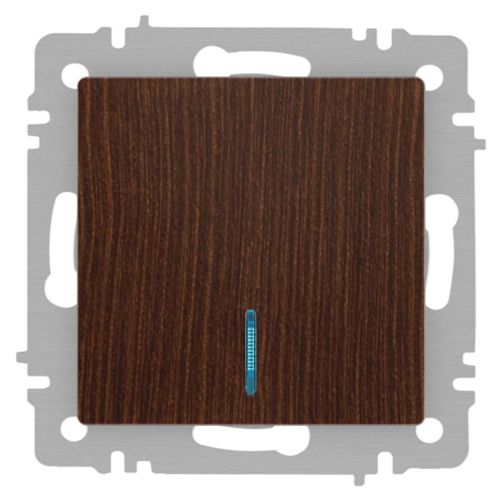 Выключатель Intro Accent 6-102-10 с подсветкой, 10А-250В, IP20, СУ, AL/CU, венге | Intro