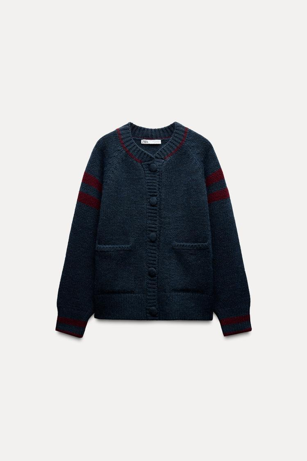 ZARA КОМБИНИРОВАННЫЙ КАРДИГАН, СИНИЙ