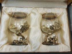 Набор из 2-х бокалов для коньяка "Три медведя"  (подарочный футляр)