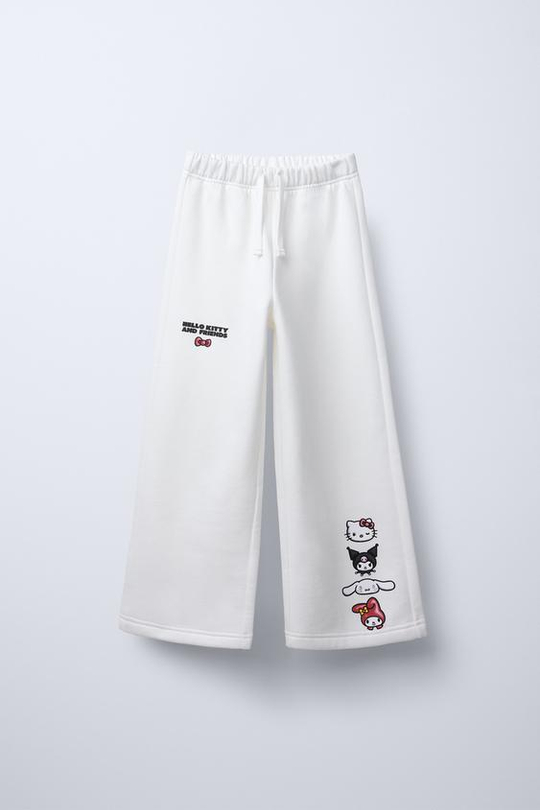 ZARA БРЮКИ HELLO KITTY AND FRIENDS © С ШИРОКИМИ ШТАНИНАМИ, ЖЕЛТОВАТО-БЕЛЫЙ