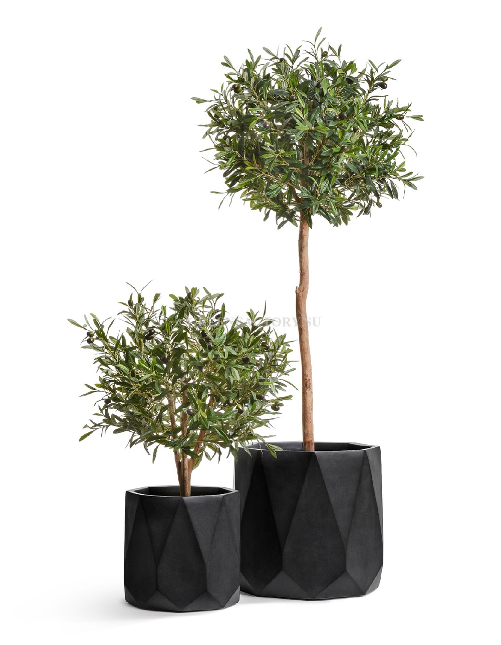 Кашпо TREEZ ERGO - серия Rombo - Цилиндр-многогранник- Антрацит