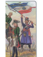 Оловянный солдатик Казак донского казачьего полка с трофейным французским знаменем