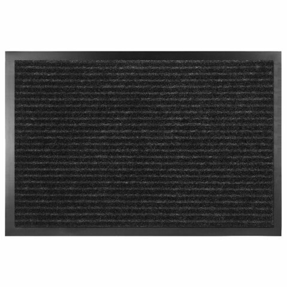 Коврик придверный 80х120 см, ЧЕРНЫЙ, влаго-грязезащитный, 430 г/м2, ребристый, ЛЮБАША СТАНДАРТ, 701036