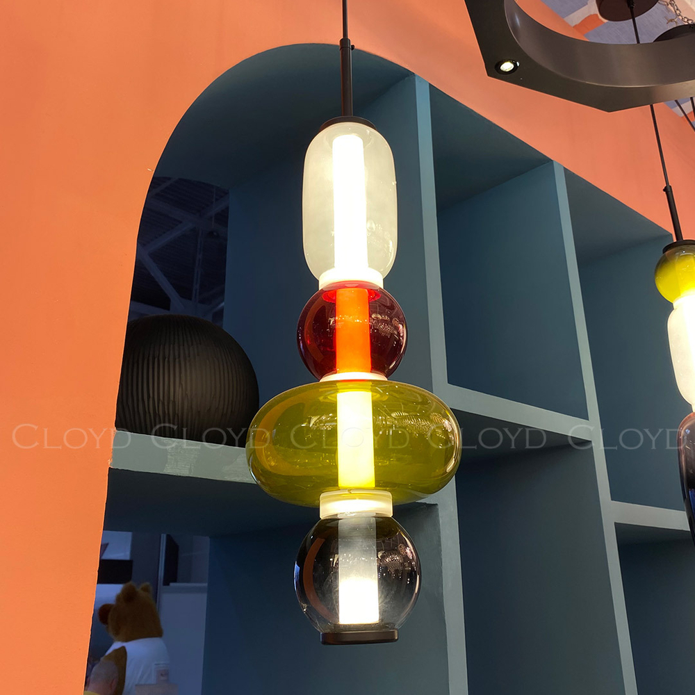 Подвесной светильник Cloyd SUPERNOVA-A P1 / выс. 55 см - 4 яруса - черный - красн. стекло (арт.11404)