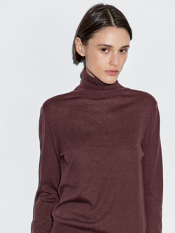 Massimo Dutti Свитер из смесовой шерсти с высоким воротником, гранатовый