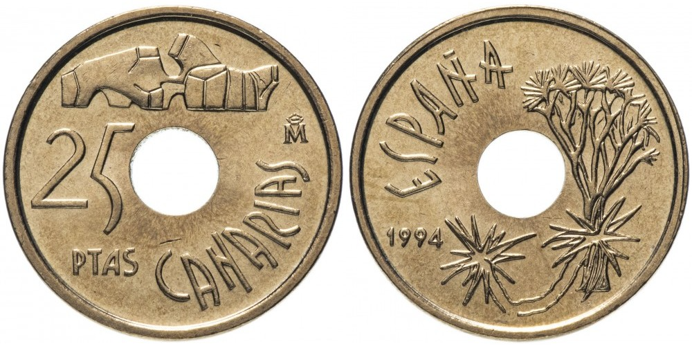 Испания 25 песет, 1994 Канарские острова XF