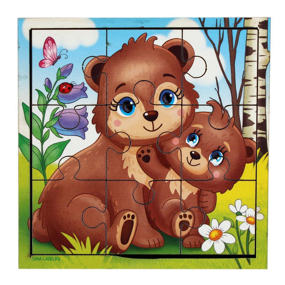 Головоломка-пазл в рамке. Игры в дорогу "Медведица и медвежонок" П308 4930527 (Лесная мастерская)