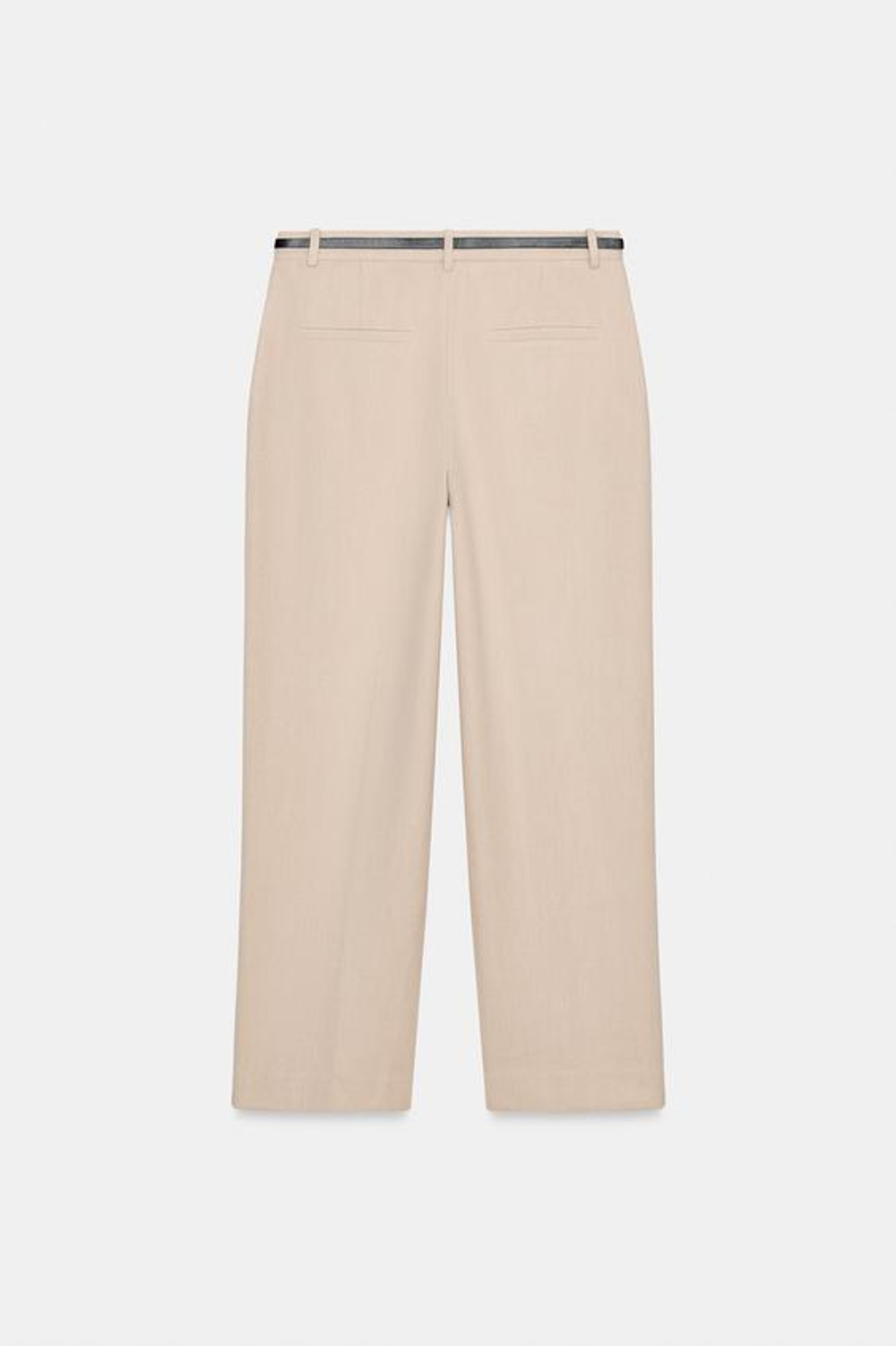 ZARA ПРЯМЫЕ БРЮКИ С ПОЯСОМ, БЕЖЕВЫЙ