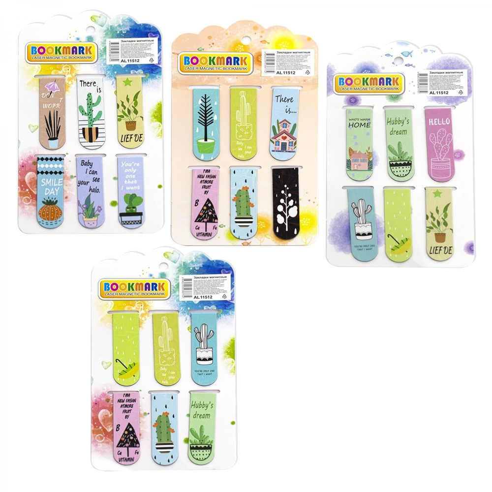 Набор магнитных закладок, Alingar, 120х20 мм, "Забавные фразы", 6шт. европодвес