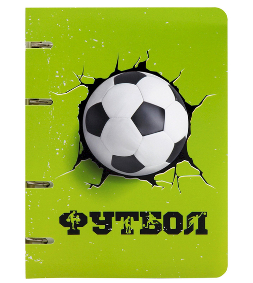 Тетрадь на кольцах ПандаРог Футбол 3D, А5, 80 листов, пластиковая обложка