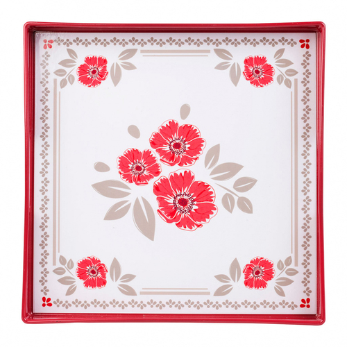 Поднос COMPTOIR DE FAMILLE, TRAY BOUQUET FLORAL RED 32.5X32.5X4 Полипропилен
