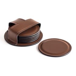 Набор из 6 костеров из двухслойной кожи Cuoietto с металлической вставкой (CR6BCMet) 8