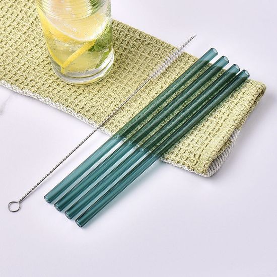 Трубочка стеклянная прямая изумрудная