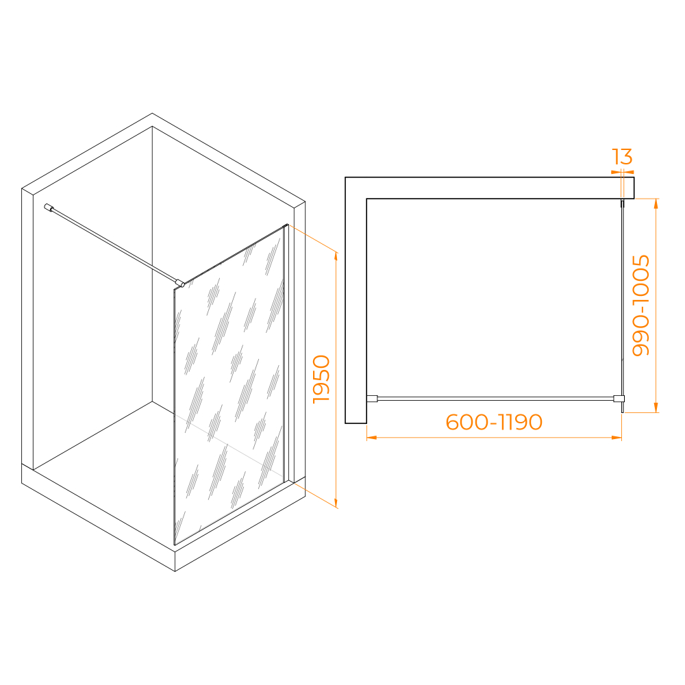 Душевая перегородка RGW WA-010B (Матовое-Сатинат, 1000)