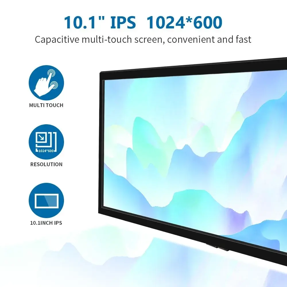 10.1" Портативный сенсорный монитор, IPS, 1024х600, 60 Гц