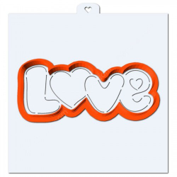 Надпись "Love" №3. Форма для пряников с трафаретом. (Трафарет+форма)
