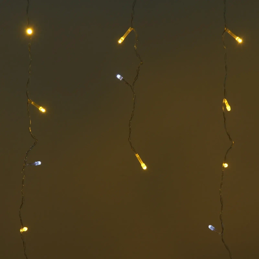 Гирлянда для дома БАХРОМА «Мерцание» ш1,5м* в30/50 см 48 ламп LED, прозрачн.пров, авторежим, IP-20, Теплый белый/Белое мерцание