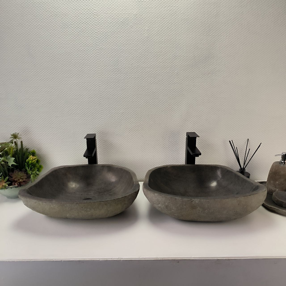 Раковина из речного камня ПАРА! RS-63826 48*38*15 2шт 0126
