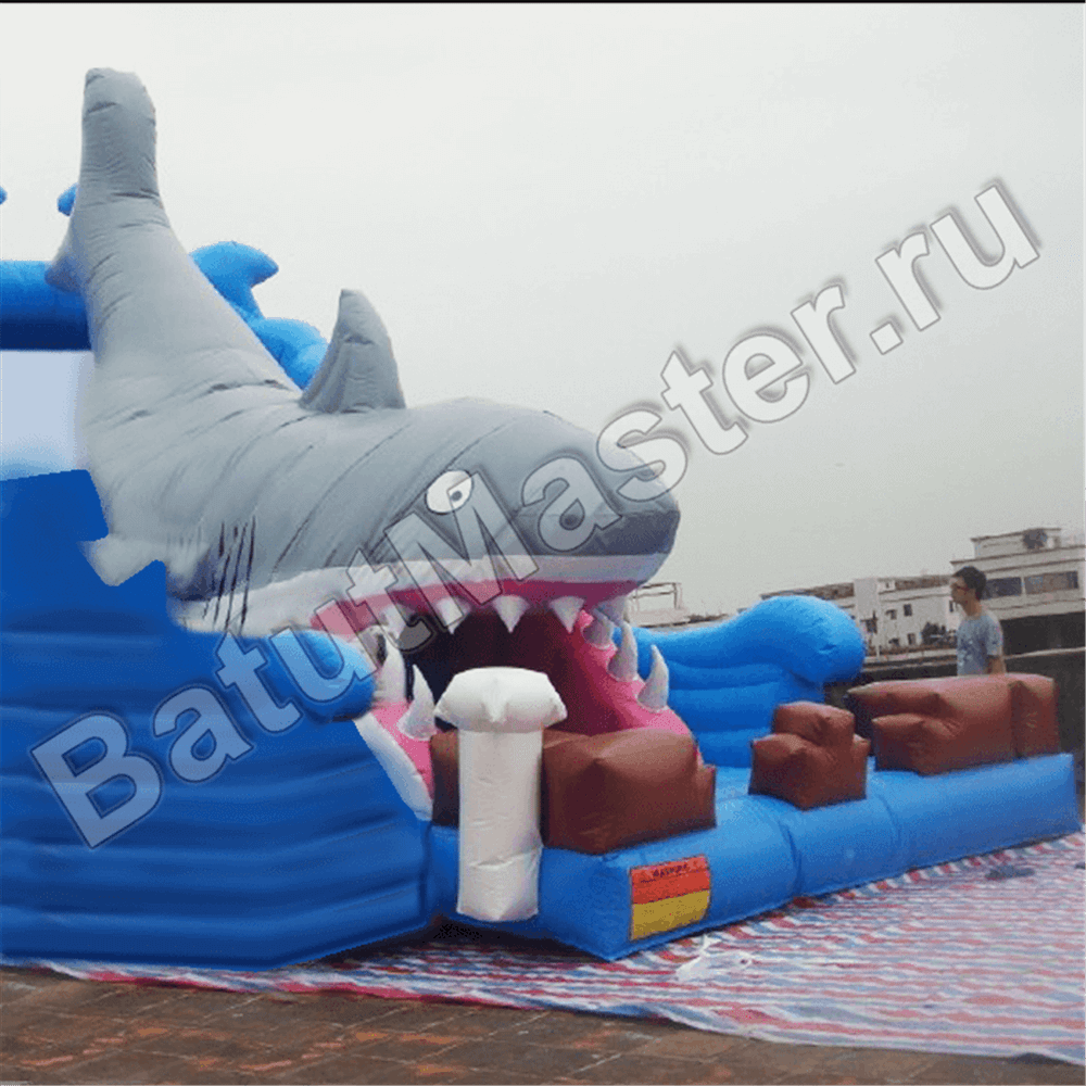 Детский надувной батут-горка "Акула"