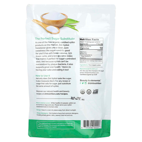 Zint, органический подсластитель ксилитол, 454 г (16 унций)