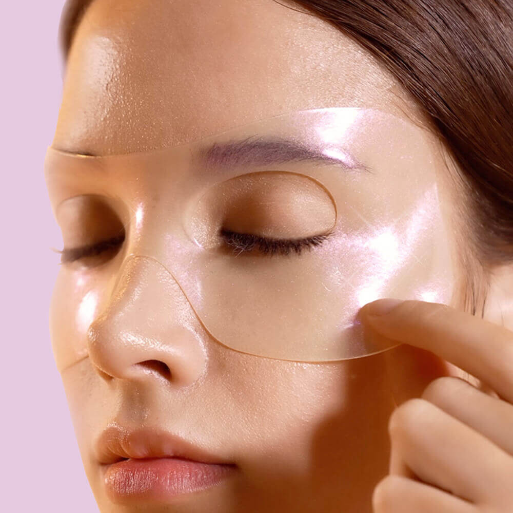 Маска-патчи против отёков Petitfee Aura Quartz Hydrogel Eye Zone Mask Iridescent Lavender