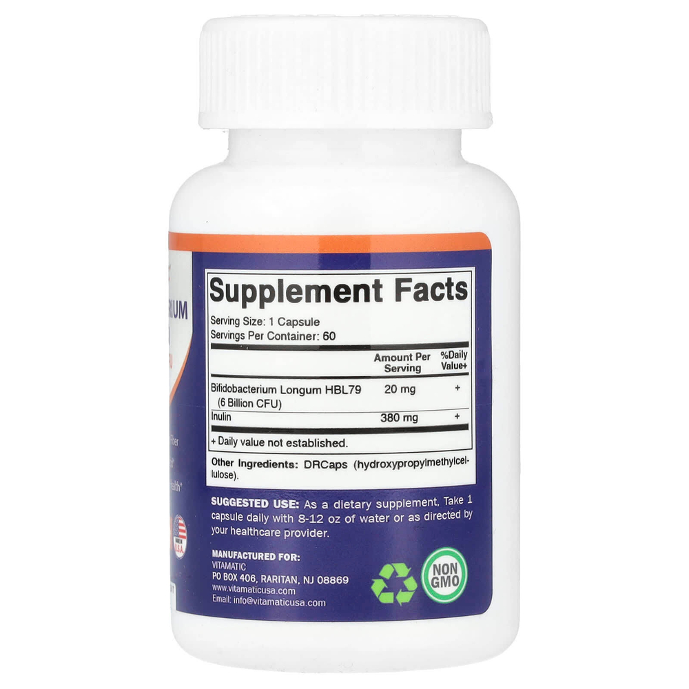 Vitamatic, Bifidobacterium Longum, 60 капсул с гипромеллозой DRcaps®
