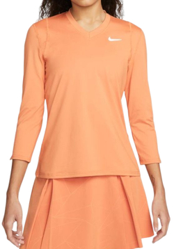 Женская футболка теннисная (dł. Рукава) Nike Court Victory Dri-Fit Top 3/4 Sleeve W - hot curry/white