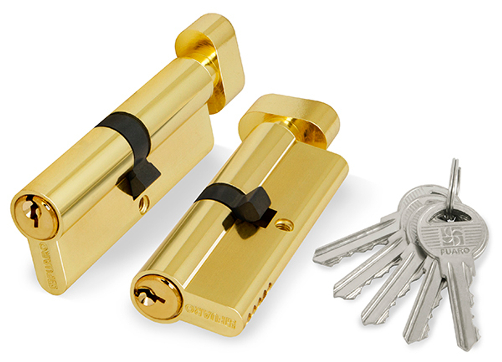 Цилиндровый механизм (100 ZM/80) 1000ZMKnob80(35+10+35) PB латунь 5Key с вертушкой