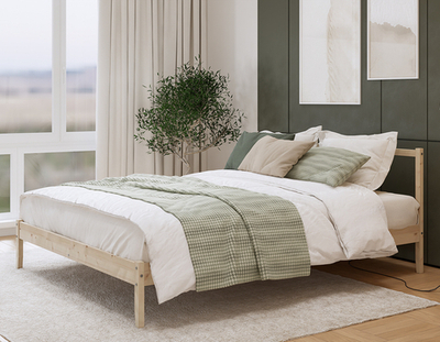 Двуспальная кровать, УСКАР (ФЬЕЛЬСЕ), 140х200 см, сосна, без отделки