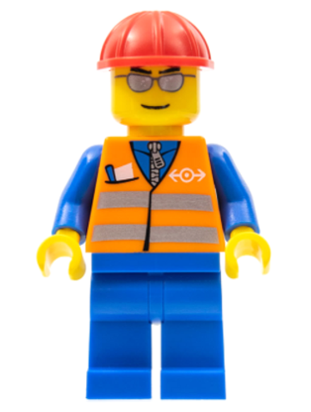 Минифигурка LEGO Trn225 Оранжевый жилет с полосками безопасности