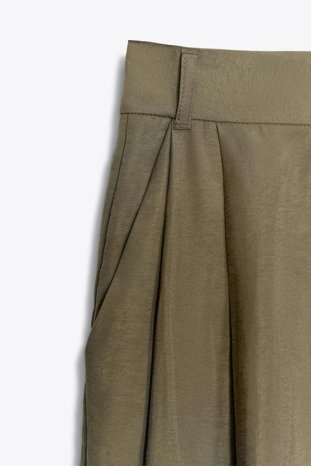 ZARA БРЮКИ С ДВУМЯ СКЛАДКАМИ И КЛАПАНАМИ, ТЕМНЫЙ ХАКИ