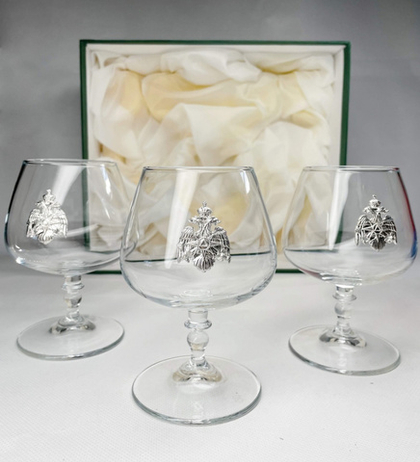 Подарочный набор бокалов с символикой МЧС (3 предмета, зеленый)